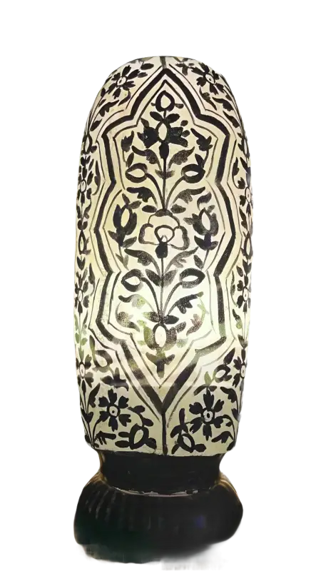 Bottle Shape Camel Skin Lamp Black Flower & White Art - MELTBUY