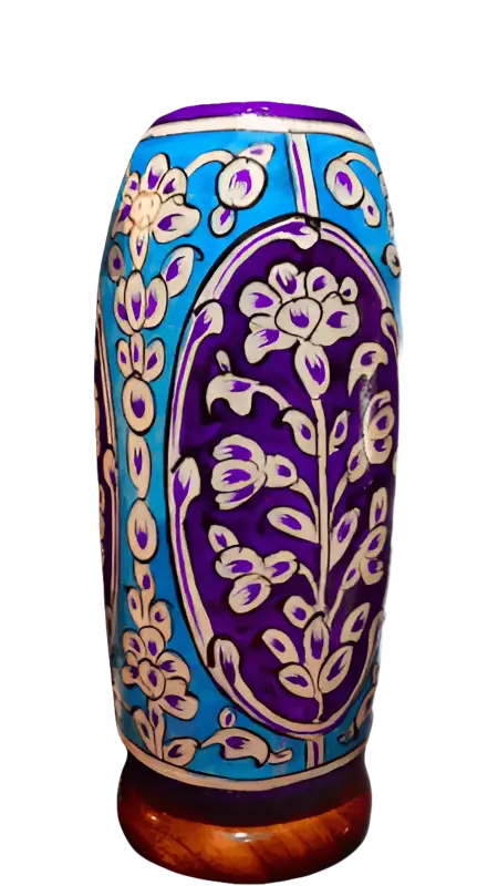 Bottle Shape Camel Skin Lamp Blue Art Pottery Ambience - MELTBUY