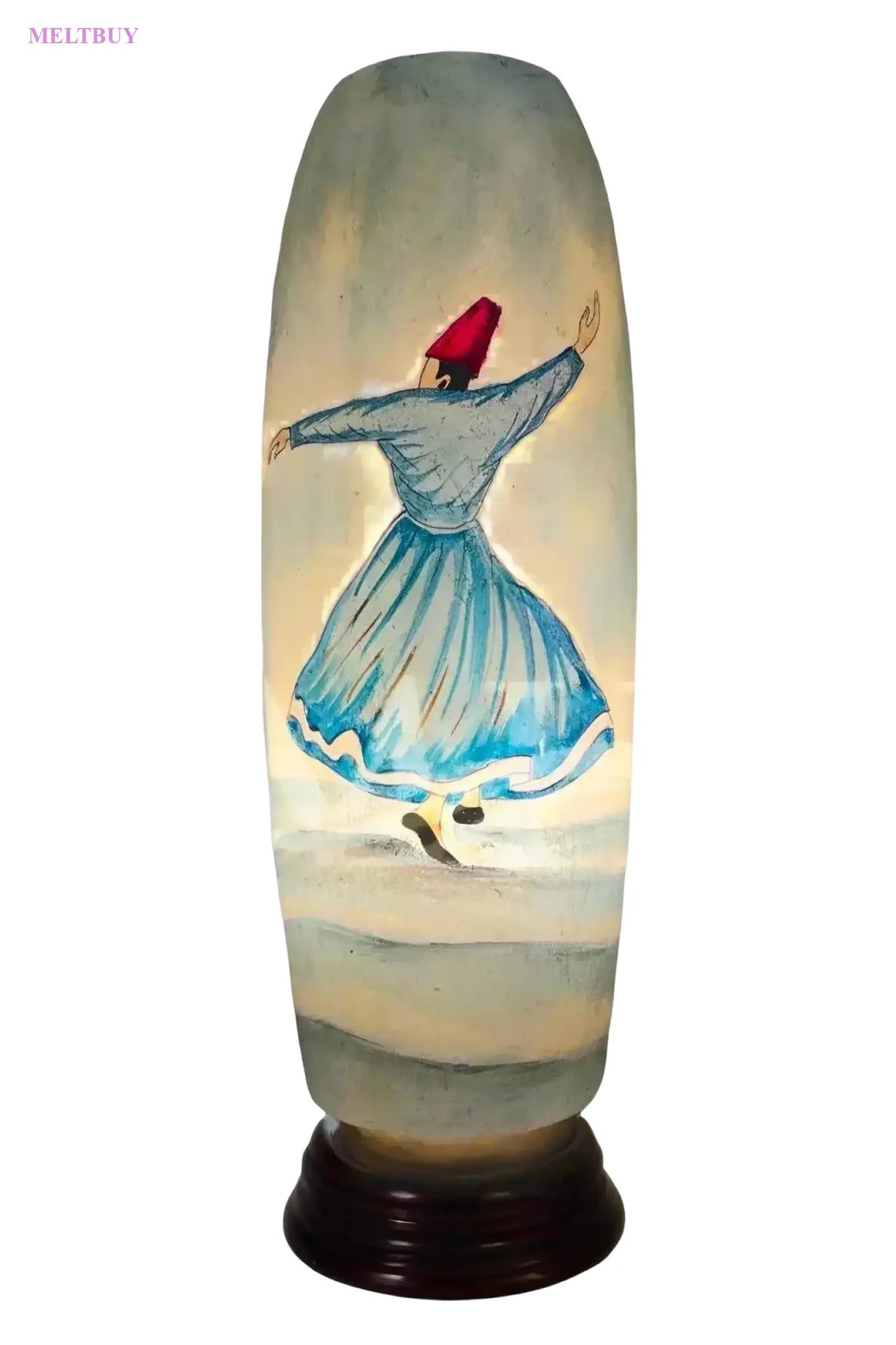 bottle-shape-camel-skin-lamp-blue-dancer-design-12-inches-translucent-222 | MELTBUY