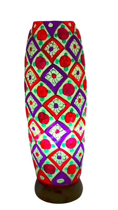 Bottle Shape Camel Skin Lamp Red White Blue Art - MELTBUY