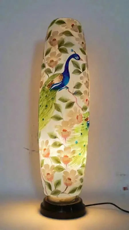 Bottle Shape Camel Skin Lamp White Art Peacock - MELTBUY