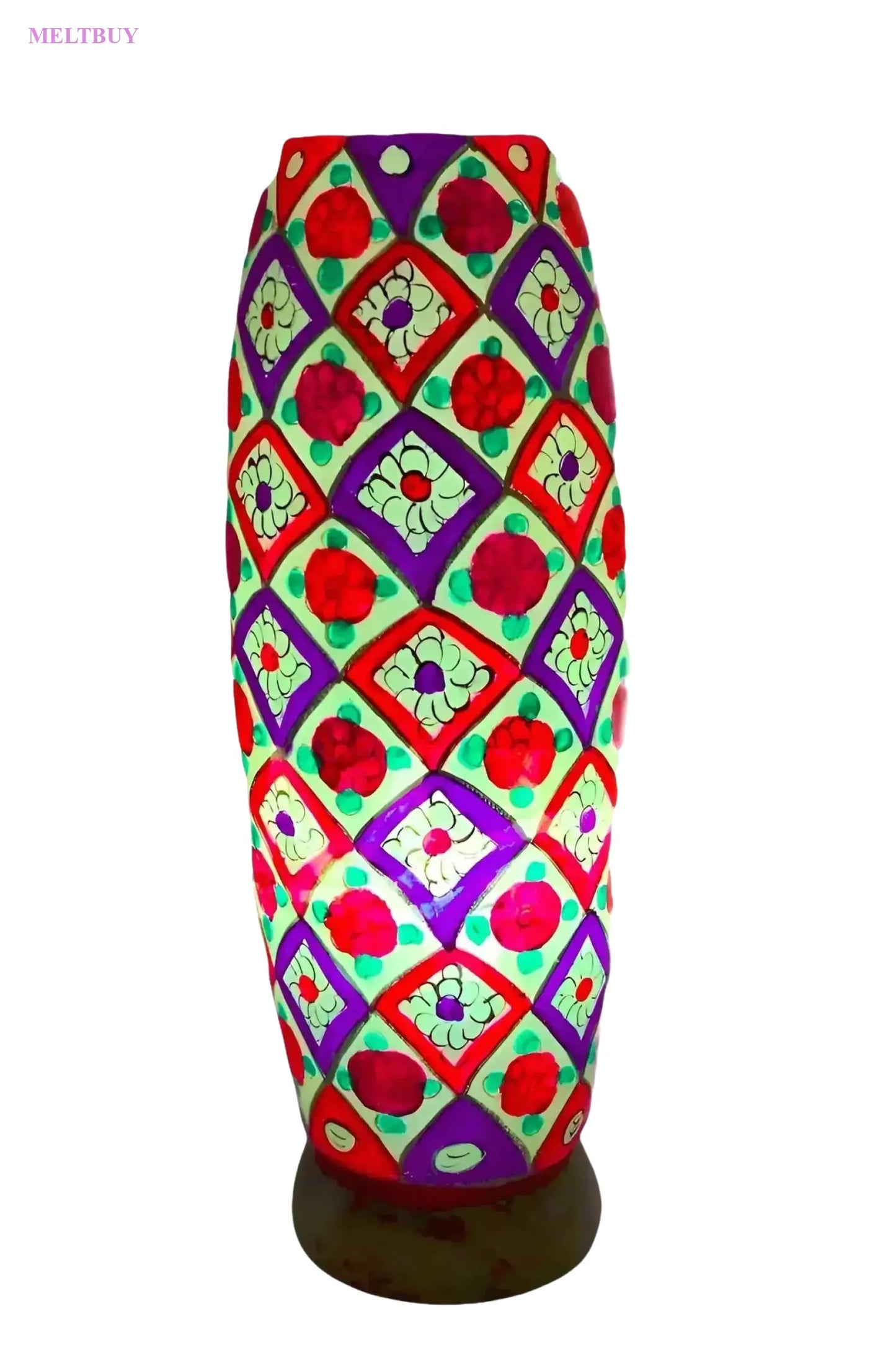 bottle-shape-camel-skin-lamp-with-red-and-purple-geometric-design-12-529 | MELTBUY