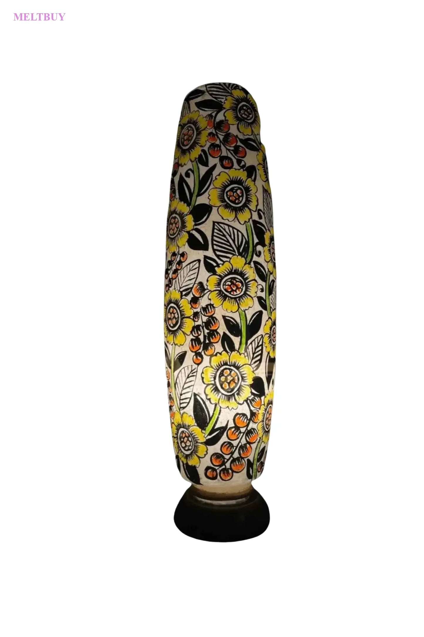 bottle-shape-camel-skin-lamp-with-sunflower-floral-design-tall-423 | MELTBUY