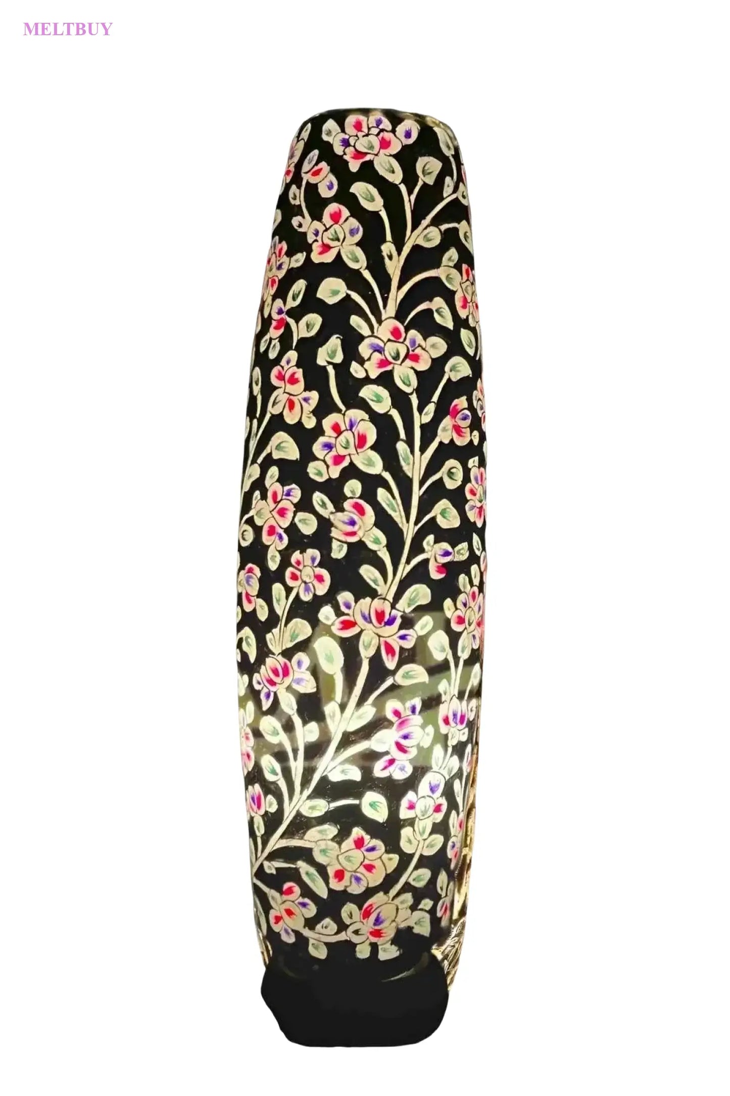 bottle-shape-camel-skin-vase-with-floral-embroidery-lamp-12-inches-170 | MELTBUY