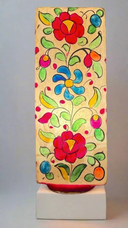 Box shape camel skin lamp beige art