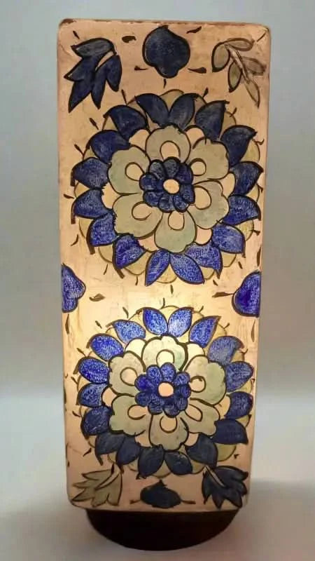 Box Shape Camel Skin Lamp Beige Blue Art - MELTBUY