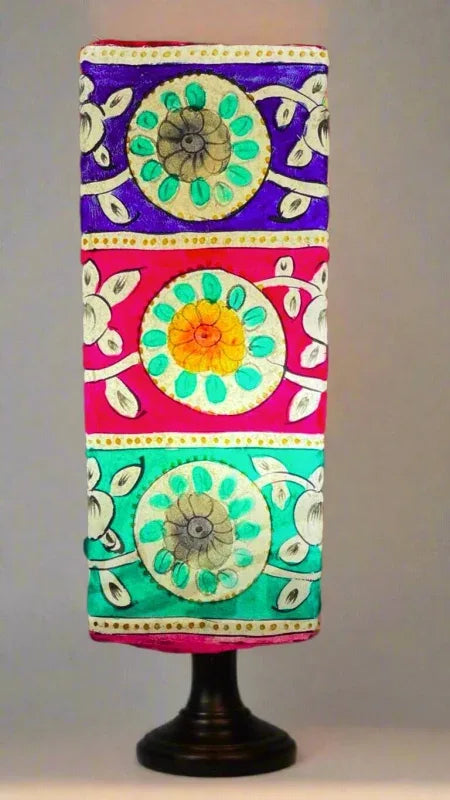 Box shape camel skin lamp red blue green art