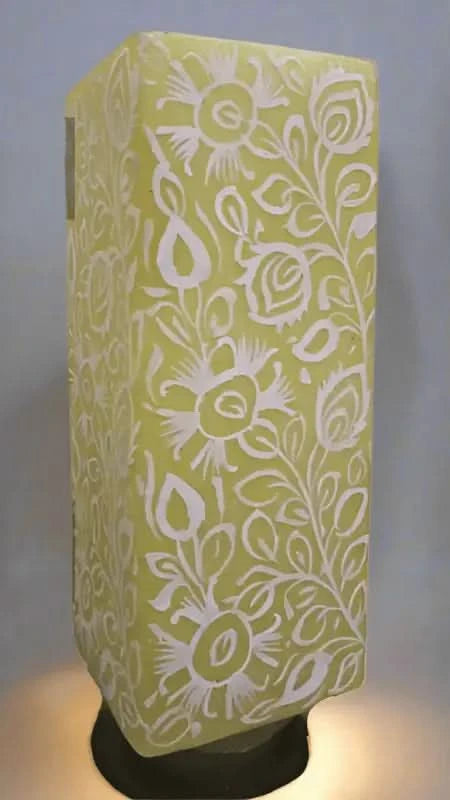 Box Shape Camel Skin Lamp White Beige Art - MELTBUY