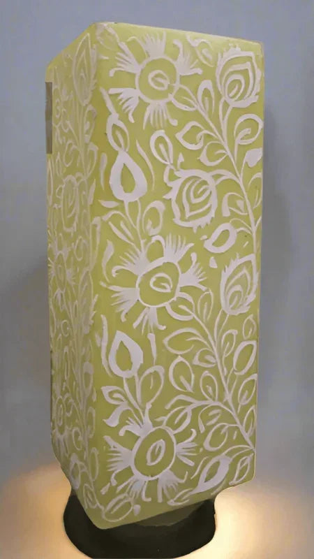 Box shape camel skin lamp white beige art