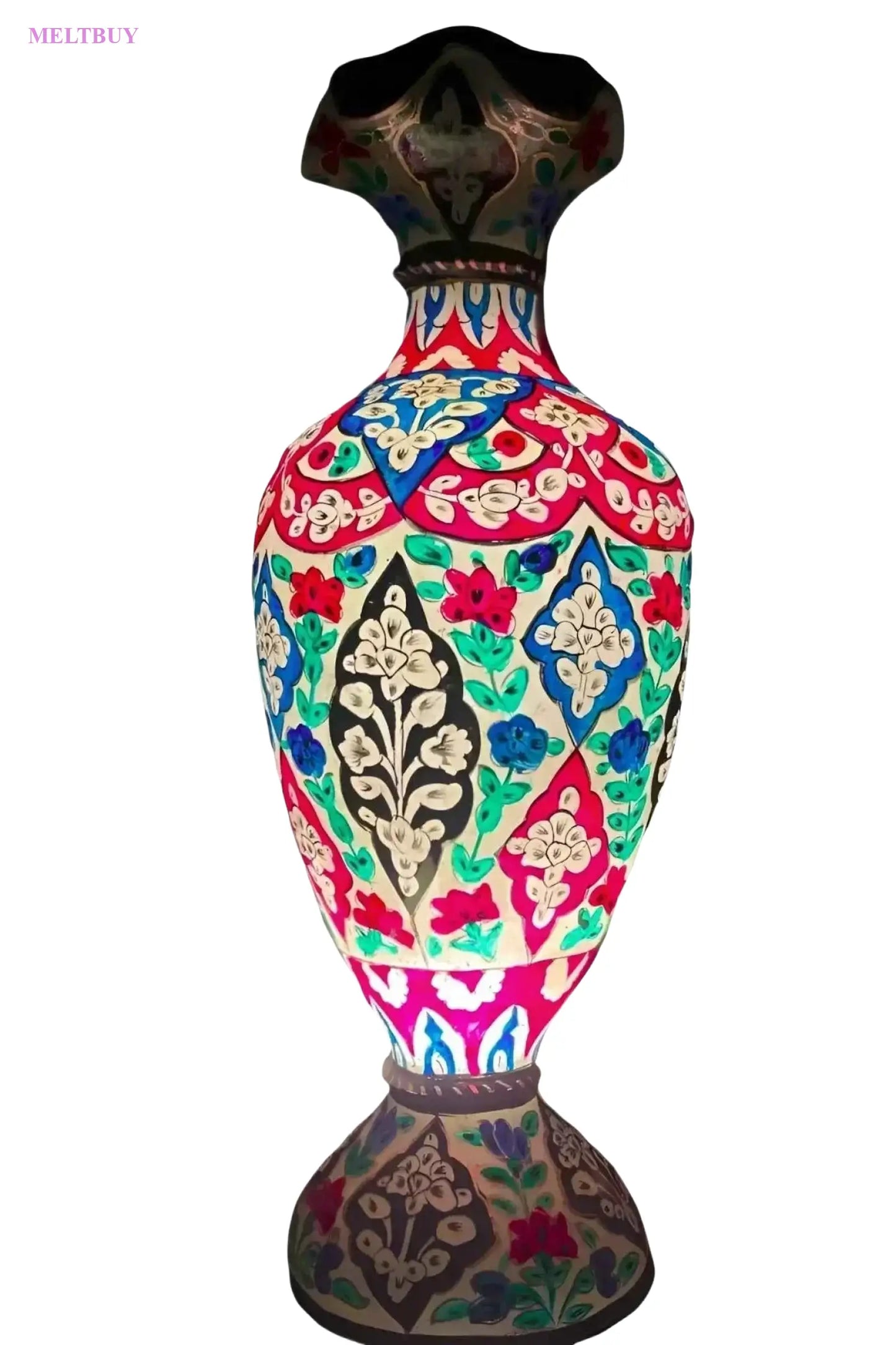 hand-painted-ceramic-vase-with-camel-skin-design-lamp-15-inches-761 | MELTBUY