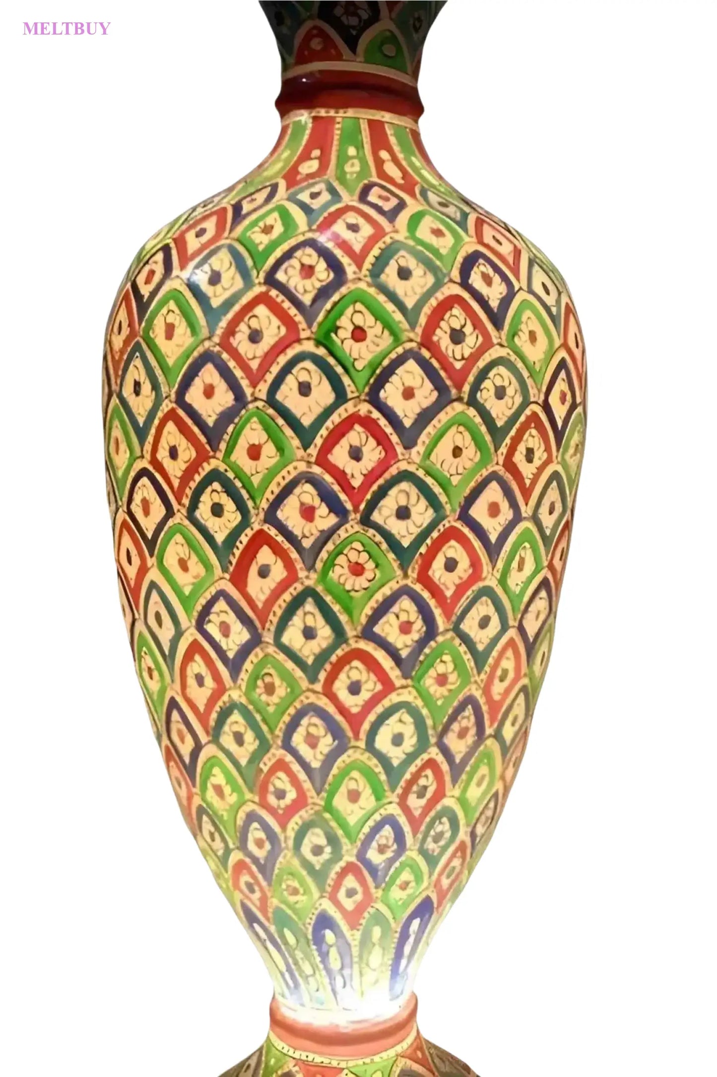 hand-painted-ceramic-vase-with-camel-skin-design-lamp-24-inches-479 | MELTBUY