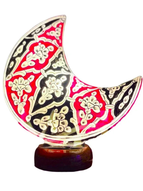 Moon shape camel skin lamp black red beauty art