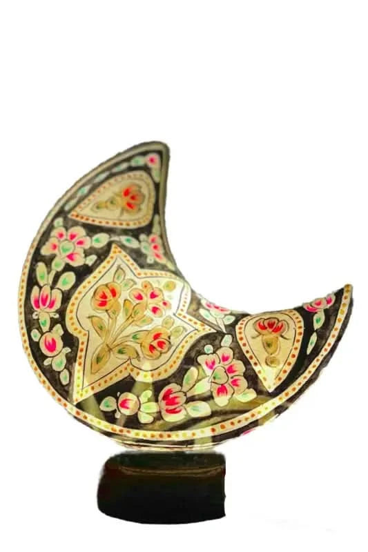 Moon Shape Camel Skin Lamp Black White Ambience Art - MELTBUY