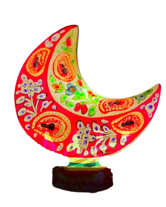 Moon shape camel skin lamp pink golden white art