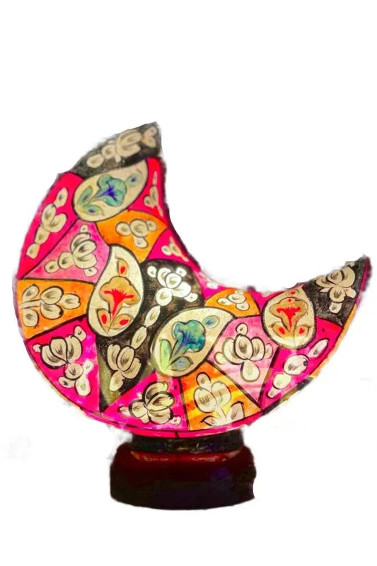 Moon shape camel skin lamp pink orange black art