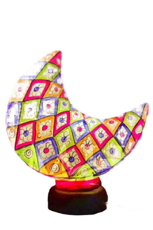 Moon Shape Camel Skin Lamp Rainbow Multicolor Beauty Art - MELTBUY