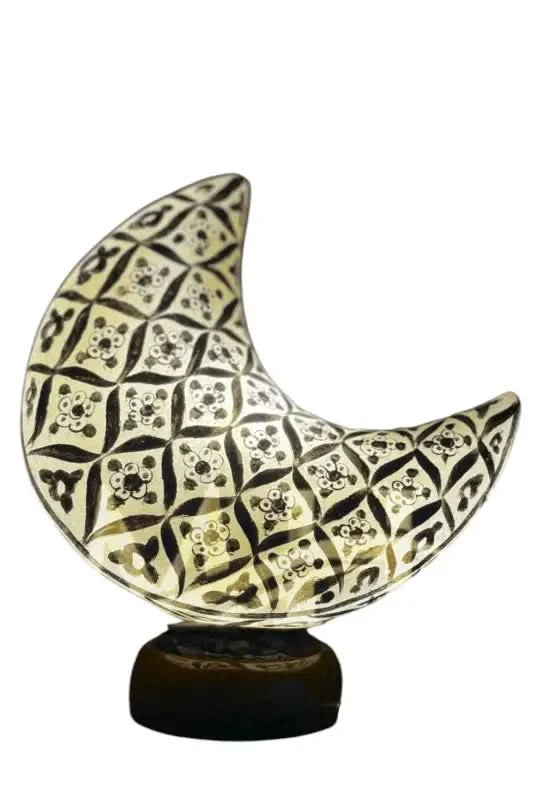 Moon Shape Camel Skin Lamp White Black Ambience Art - MELTBUY