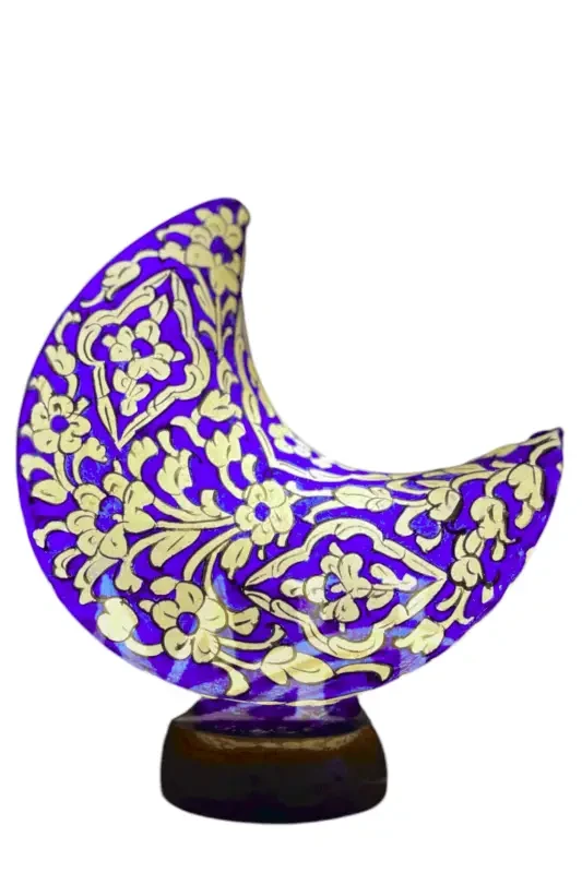 Moon Shape Camel Skin Lamp White Blue Ambience Art - MELTBUY