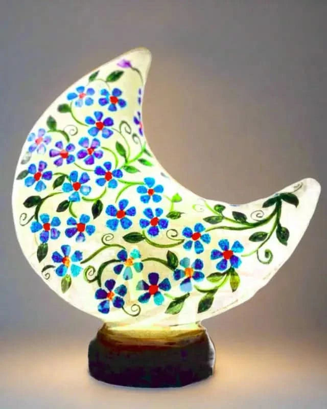 Moon Shape Camel Skin Lamp White Blue Art - MELTBUY