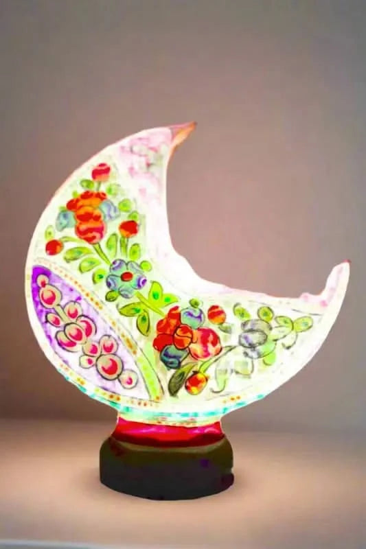 Moon Shape Camel Skin Lamp White Pink Blue Art - MELTBUY