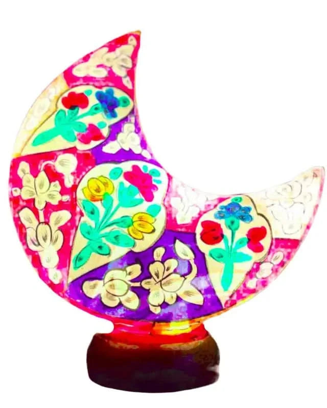 Moon Shape Camel Skin Lamp White Red Blue Art - MELTBUY