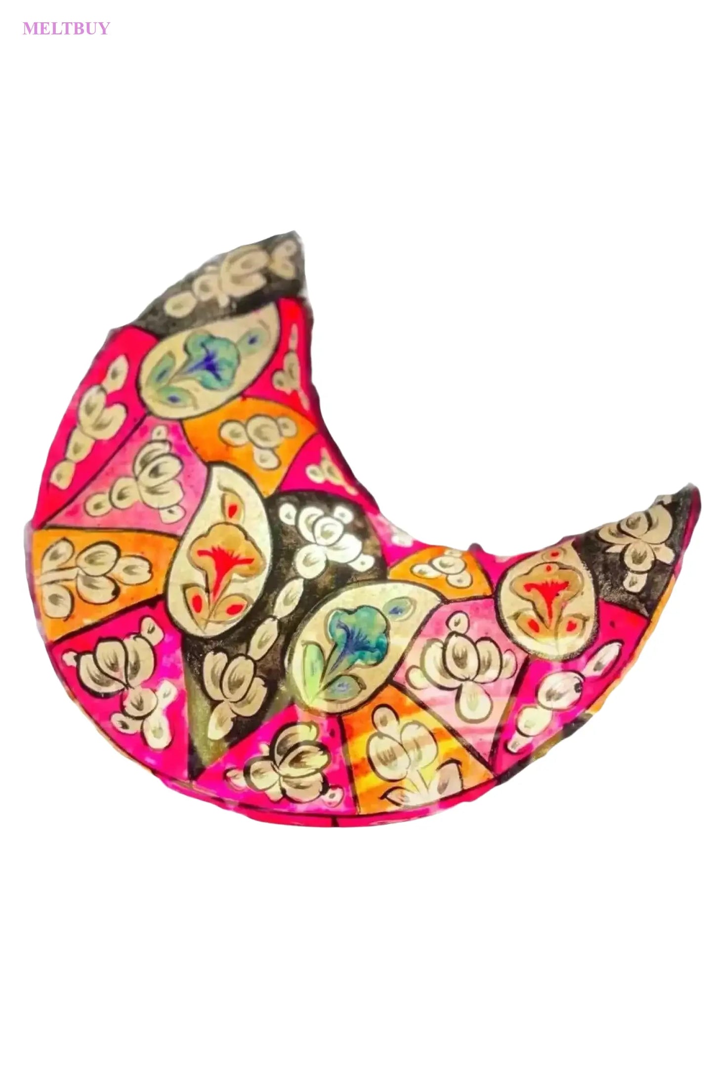 pink-moon-camel-skin-lamp-with-floral-design-shape-9-inches-vibrant-103 | MELTBUY
