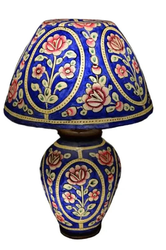 Side Table Camel Skin Lamp Blue White Art - MELTBUY