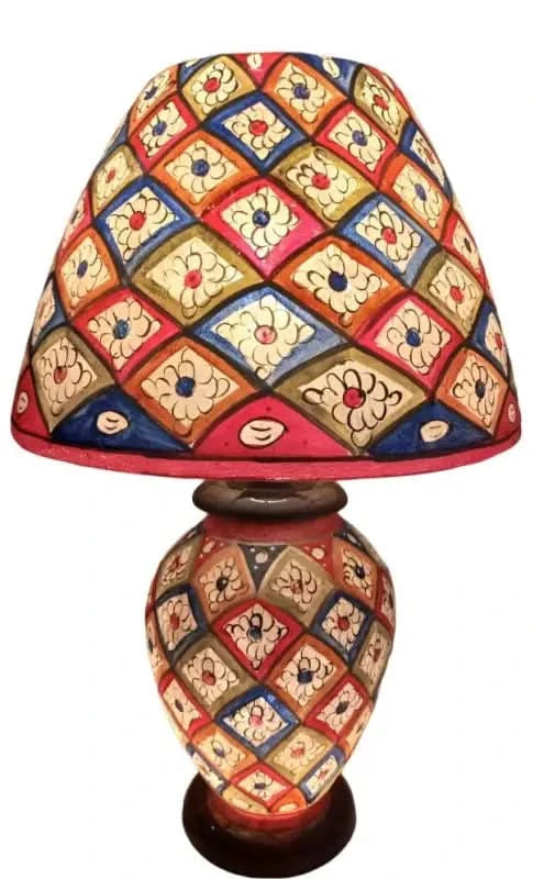 Side Table Camel Skin Lamp Red Green Blue Art - MELTBUY