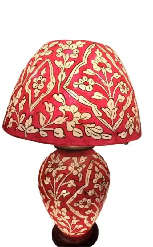 Side Table Camel Skin Lamp Red White Art - MELTBUY