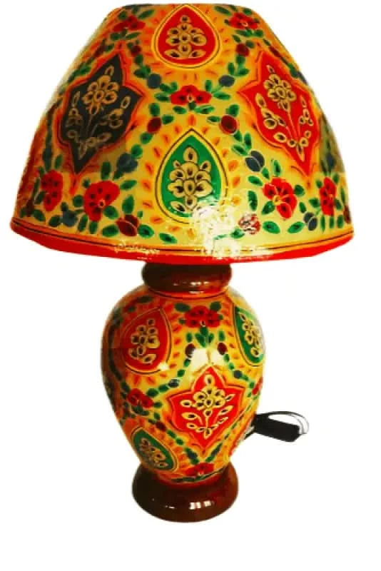 Side Table Camel Skin Lamp Yellow Green Red Art - MELTBUY