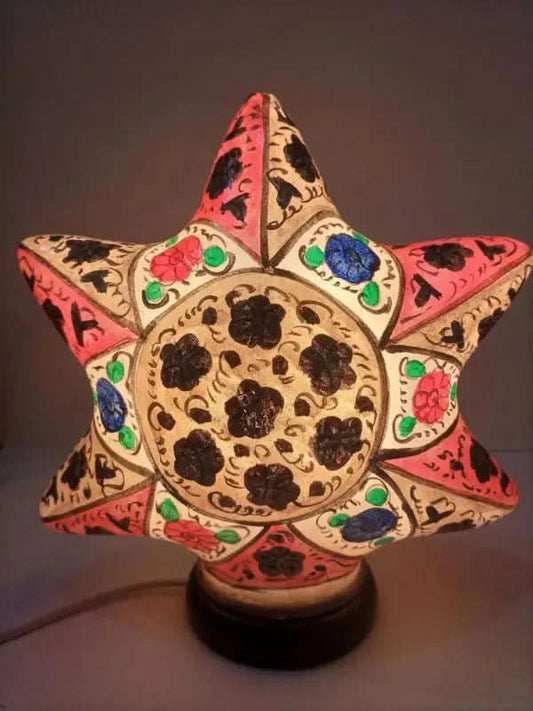 Star Shape Camel Skin Lamp Beige Multicolor Art - MELTBUY