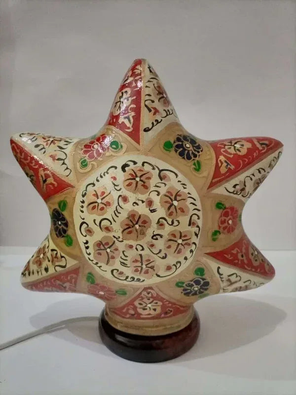 Star shape camel skin lamp beige multicolor art