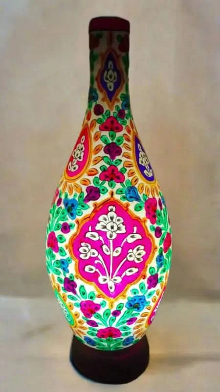 Surahi Shape Camel Skin Lamp Beautiful Multicolor Art - MELTBUY