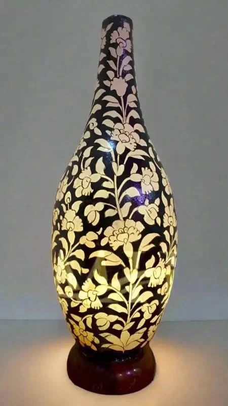 Surahi Shape Camel Skin Lamp Black and White Art - MELTBUY