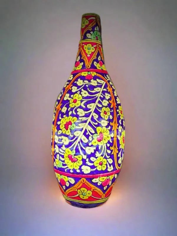 Surahi Shape Camel Skin Lamp Unique Rainbow Color Art - MELTBUY