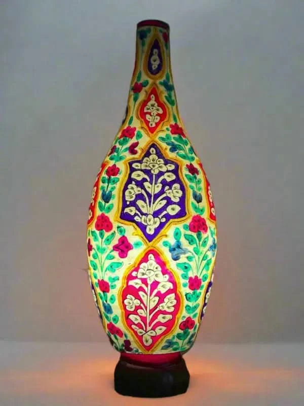 Surahi Shape Camel Skin Lamp Unique Rainbow Green Color Art - MELTBUY