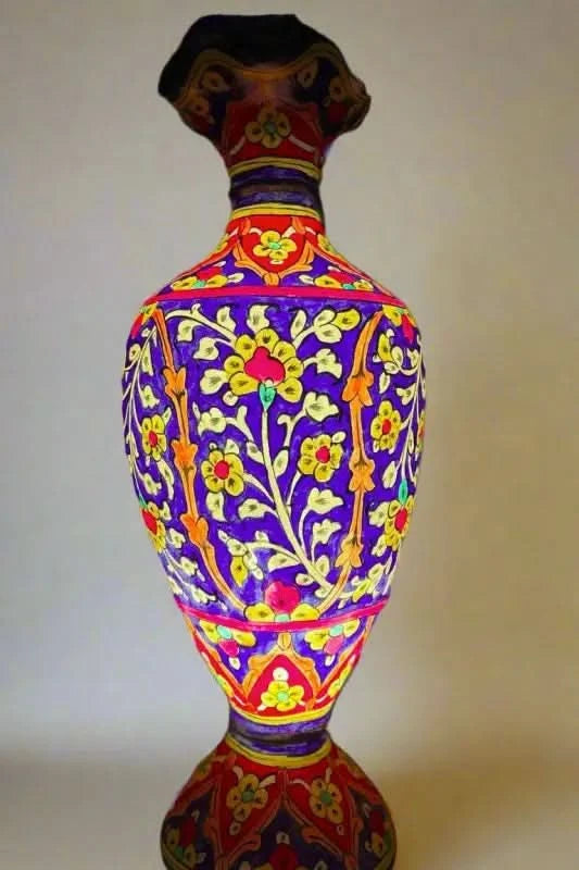 Vase Camel Skin Lamp Blue Ambience Yellow Flower Art - MELTBUY