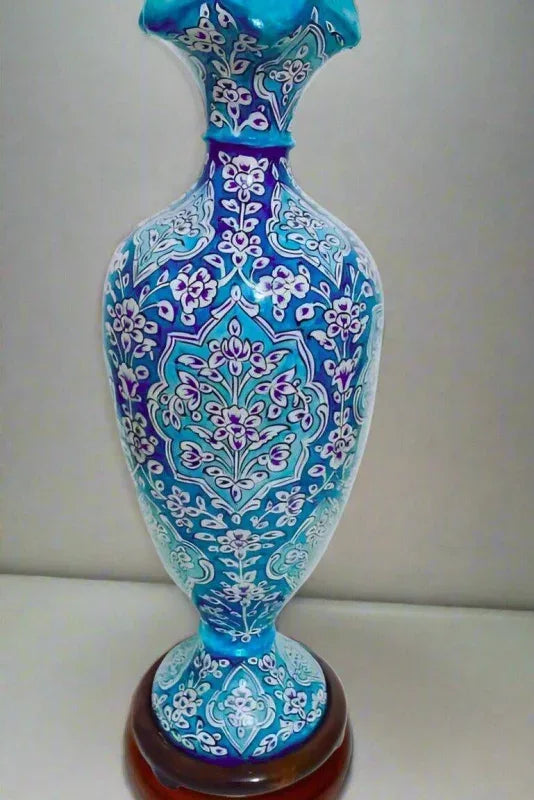 Vase camel skin lamp blue multicolor art