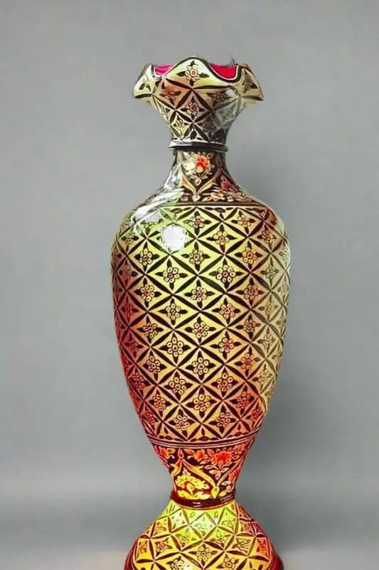 Vase Camel Skin Lamp Golden Multicolor Art - MELTBUY