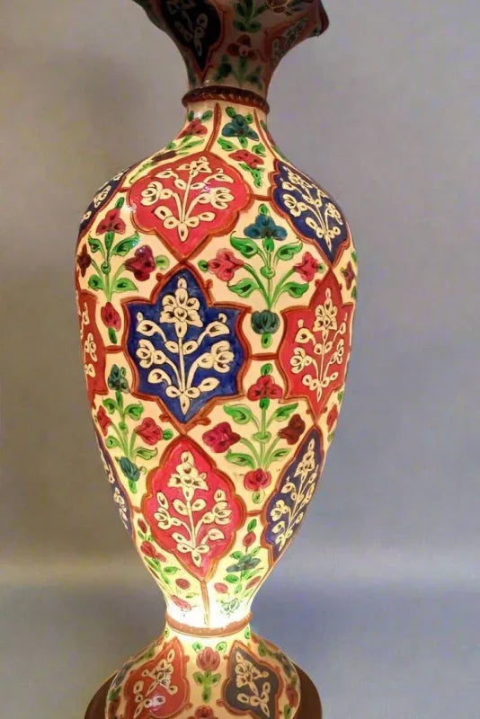 Vase camel skin lamp red green blue multicolor flowers