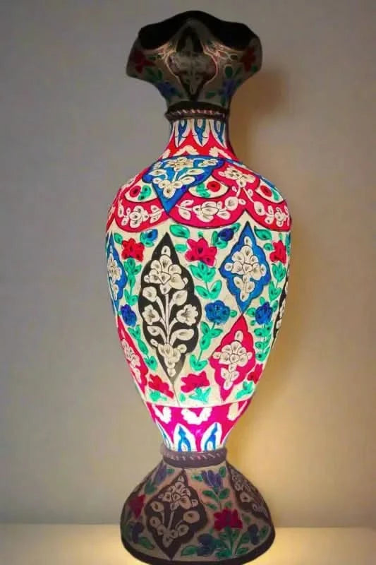 Vase Camel Skin Lamp White Ambience Green Blue Art - MELTBUY