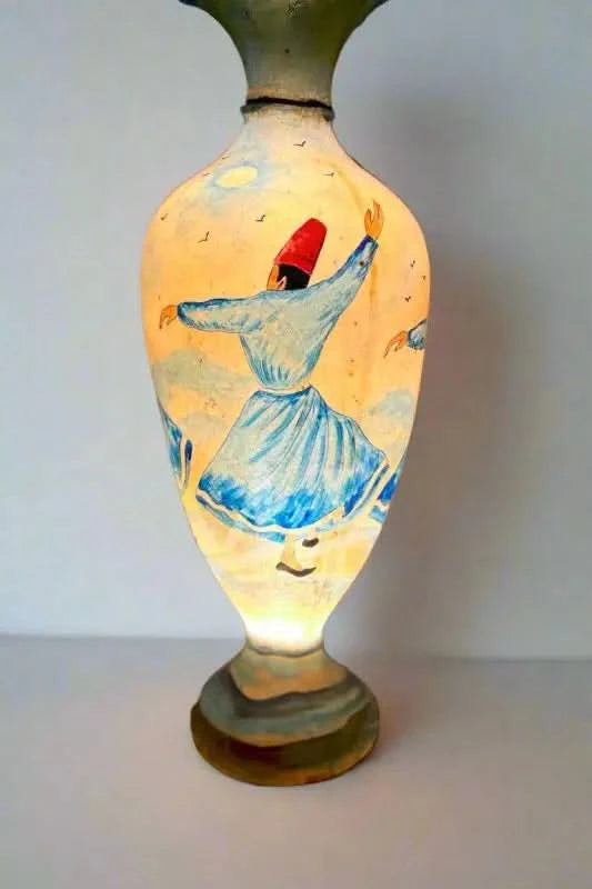 Vase Camel Skin Lamp White Beige Turkish Art - MELTBUY