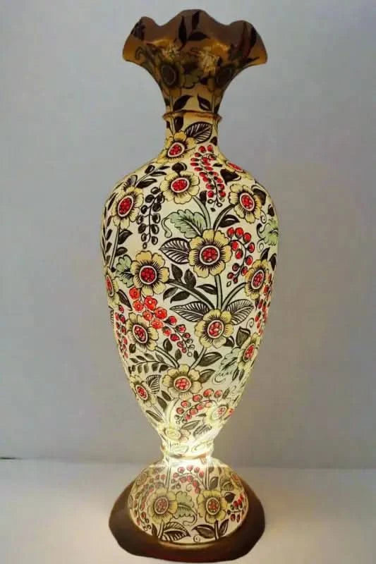 Vase Camel Skin Lamp White Flower Beauty Multicolor Art - MELTBUY