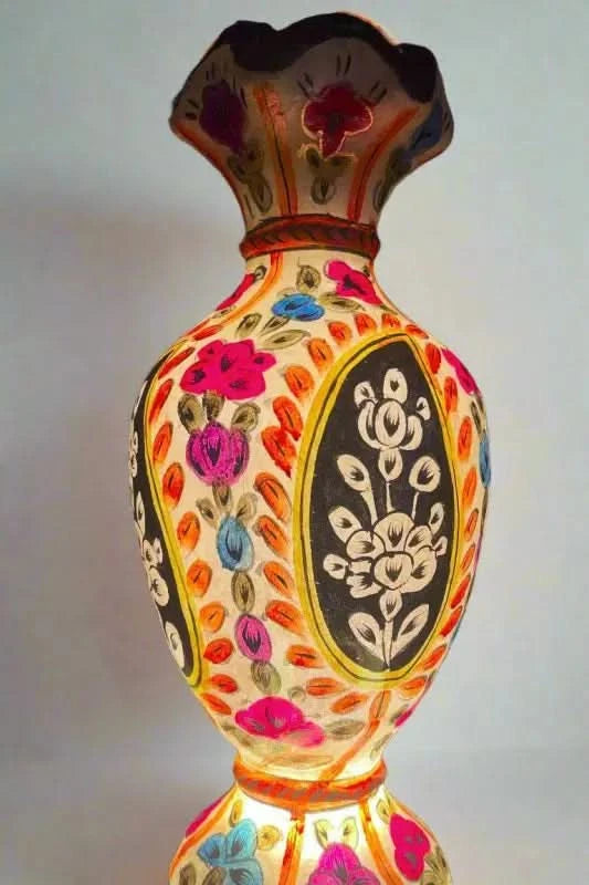 Vase Camel Skin Lamp White Orange Ambience Flower Art - MELTBUY