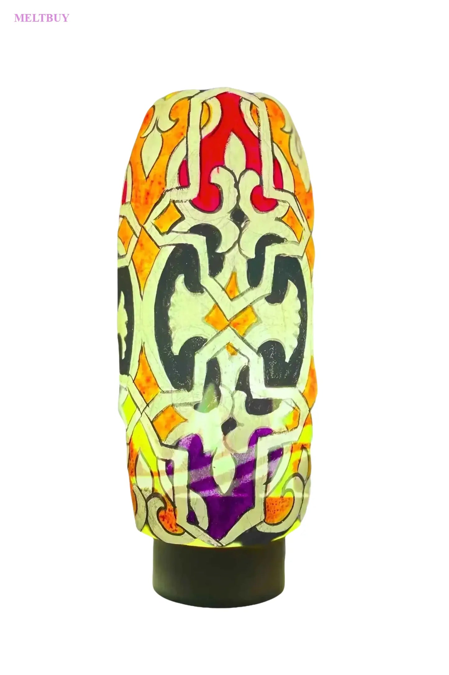 vibrant-bottle-shape-camel-skin-lamp-with-floral-patterns-12-inches-550 | MELTBUY