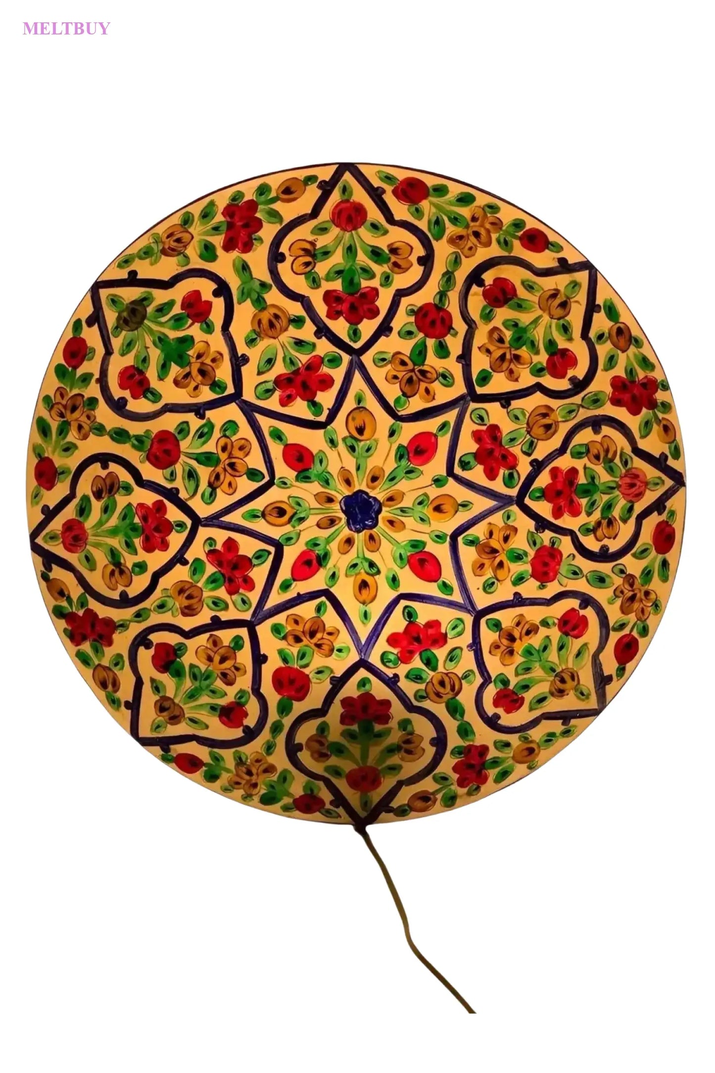 vibrant-camel-skin-wall-lamp-circular-decorative-plate-12-inches-hand-934 | MELTBUY