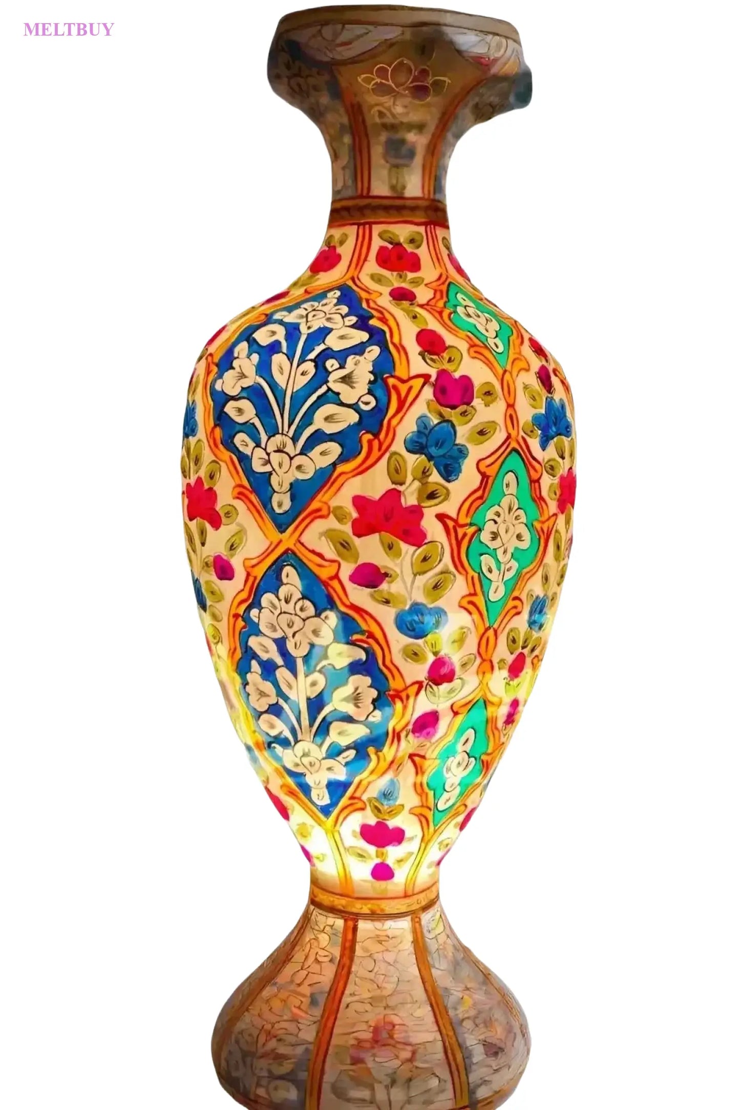 vibrant-ceramic-vase-camel-skin-design-with-floral-patterns-unique-802 | MELTBUY
