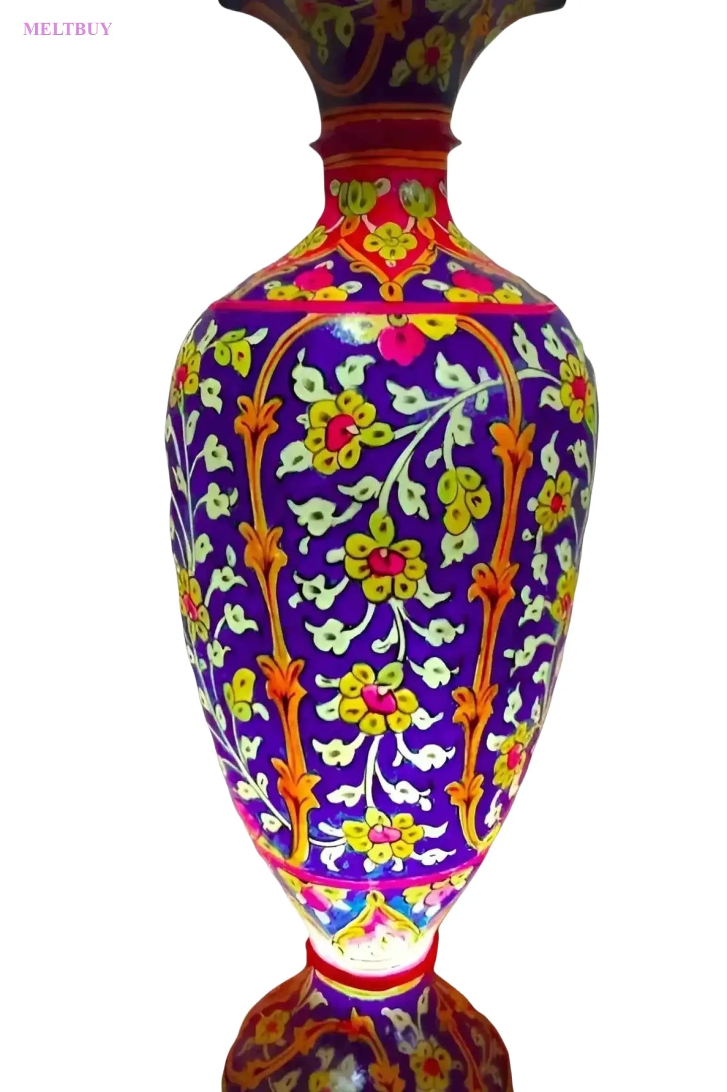 vibrant-purple-camel-skin-vase-with-floral-patterns-lamp-15-inches-569 | MELTBUY