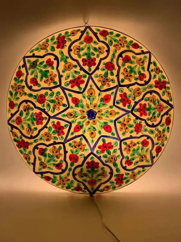 Wall Plate Camel Skin Lamp Beige Green Art - MELTBUY