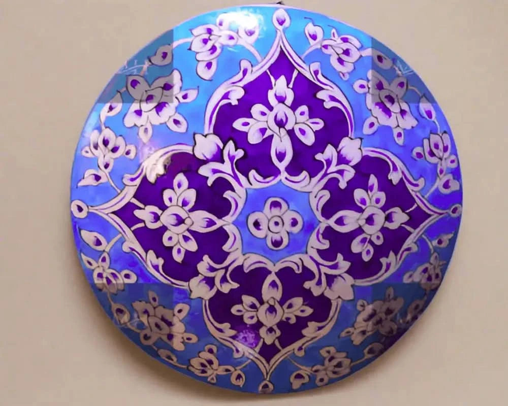 Wall Plate Camel Skin Lamp Blue Pottery Art - MELTBUY